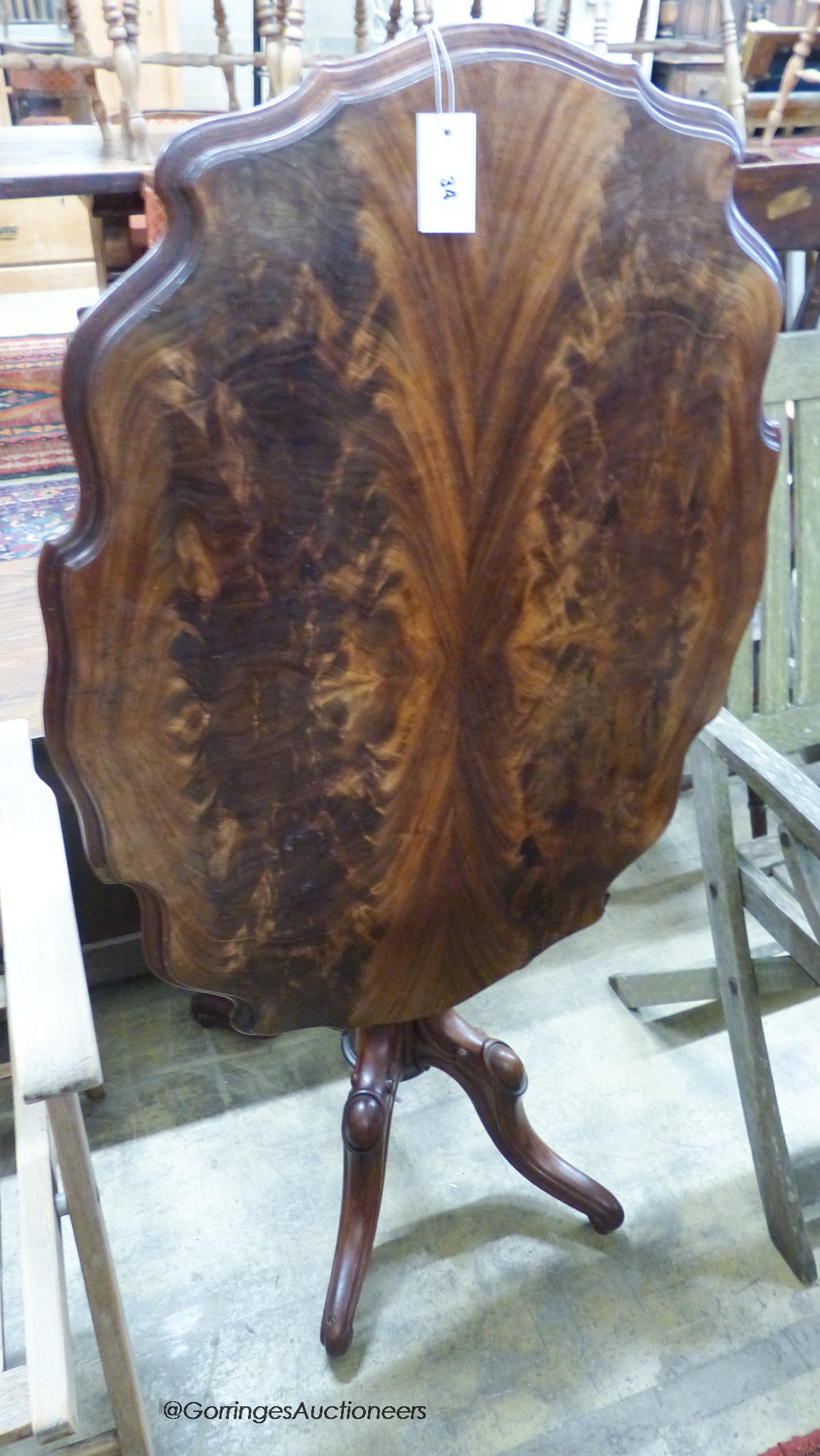 A Victorian mahogany tilt top centre table, width 68cm, depth 94cm, height 76cm